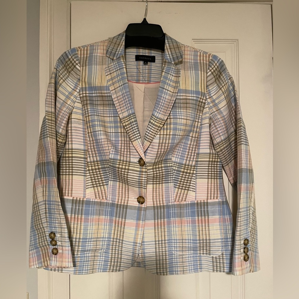 Talbot’s Linen/Cotton madras blazer